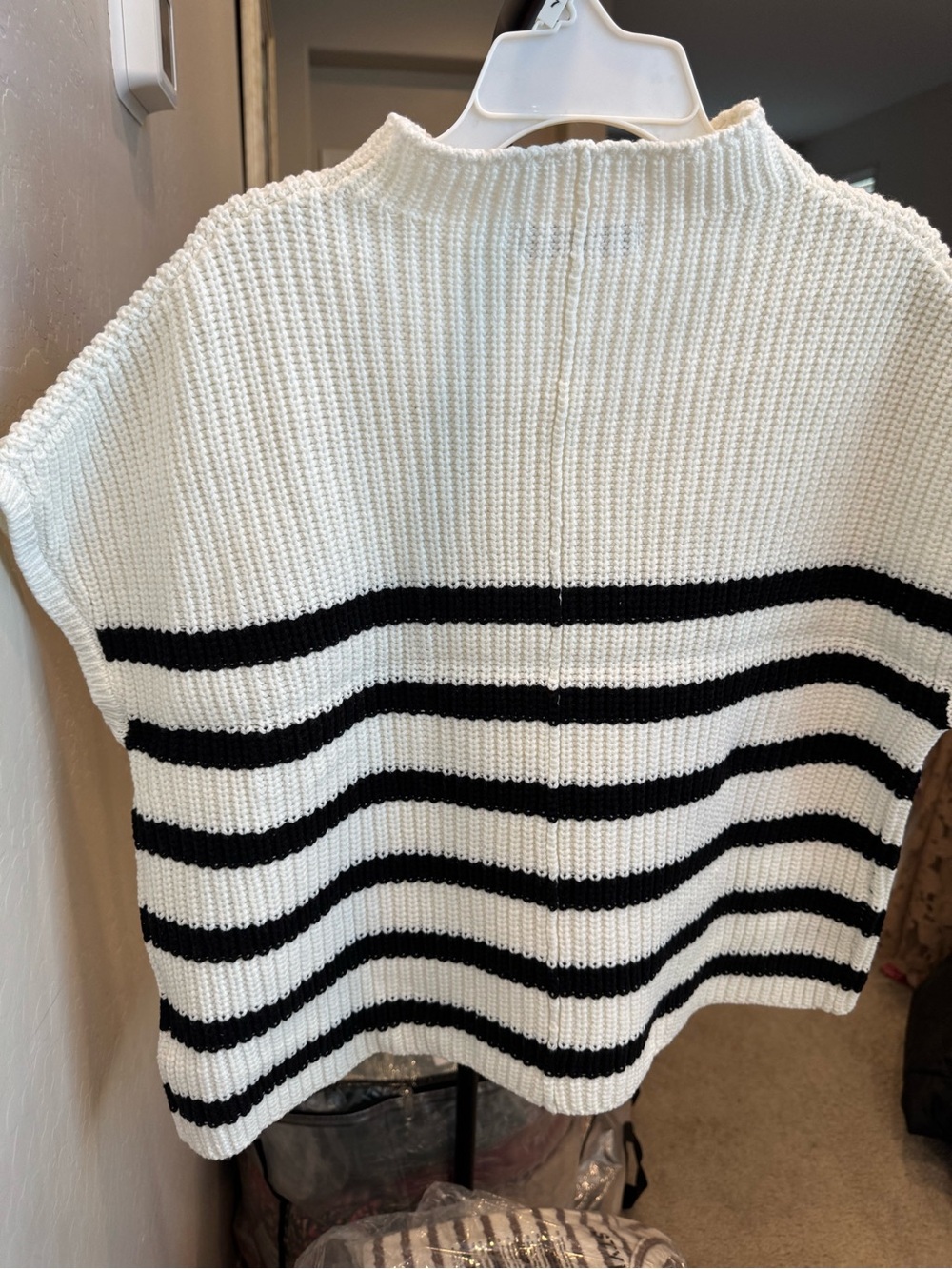 Zenana Outfitters Cream & Black Striped Crewneck Sweater - Picture 2 of 2